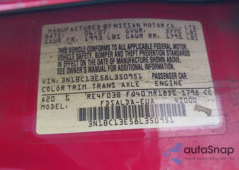 2008 Nissan Versa from USA, damaged, VIN 3N1BC13E5AL350951